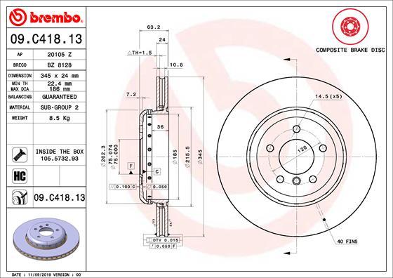 Brembo 09.C418.13 - Brake Disc www.parts5.com