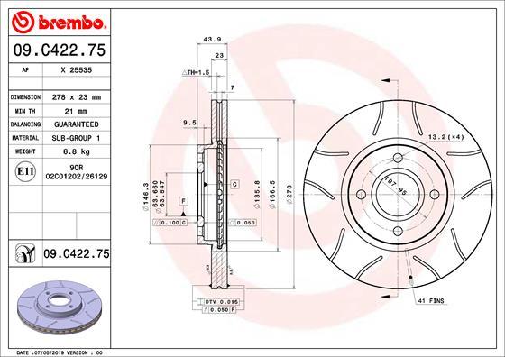 Brembo 09.C422.75 - Disco de freno www.parts5.com