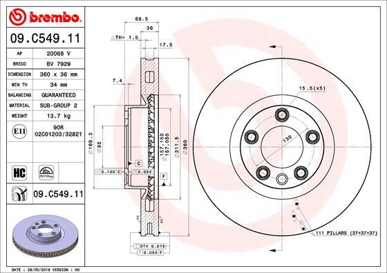 Brembo 09.C549.11 - Disc frana www.parts5.com