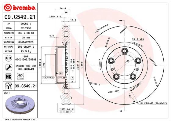 Brembo 09.C549.21 - Brake Disc www.parts5.com