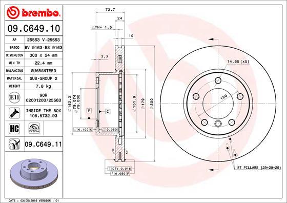 Brembo 09.C649.11 - Disc frana www.parts5.com