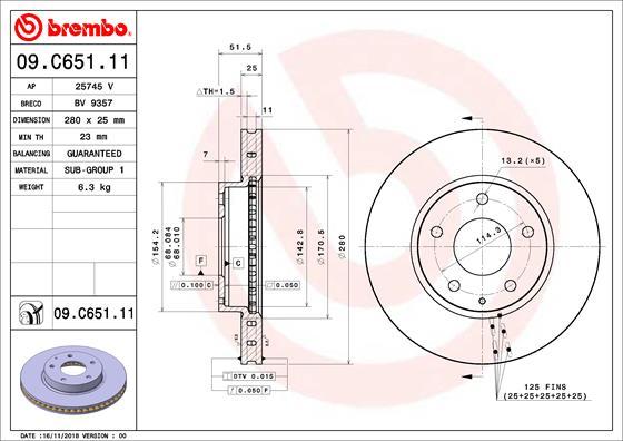 Brembo 09.C651.11 - Zavorni kolut www.parts5.com