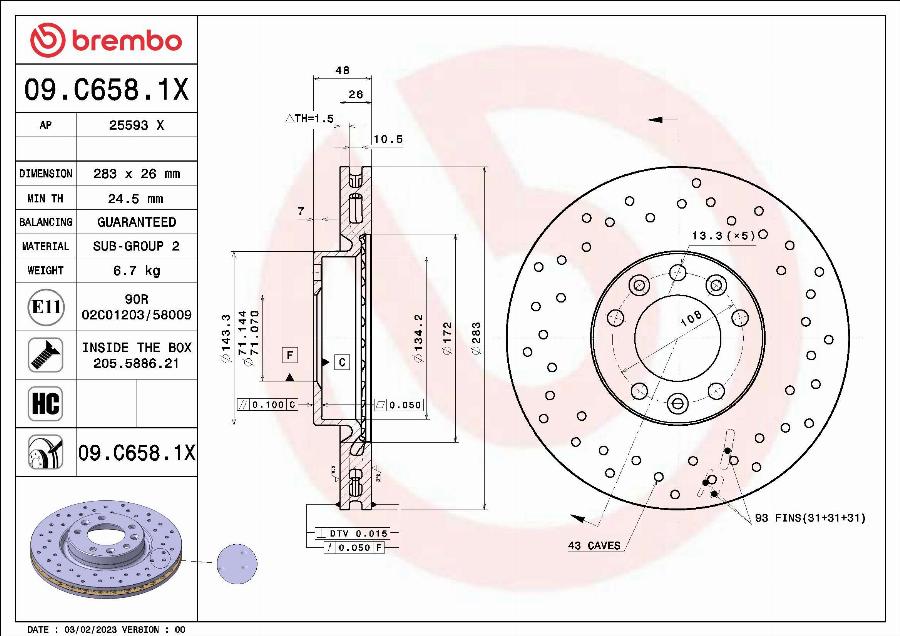 Brembo 09.C658.1X - Brake Disc www.parts5.com