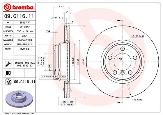 Brembo 09.C116.11 - Brake Disc parts5.com