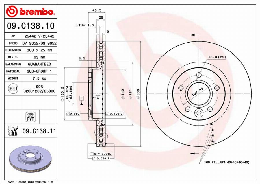 Brembo 09.C138.11 - Brake Disc www.parts5.com