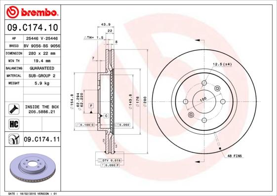 Brembo 09.C174.11 - Тормозной диск www.parts5.com