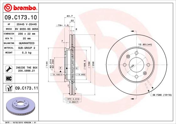 Brembo 09.C173.11 - Тормозной диск www.parts5.com