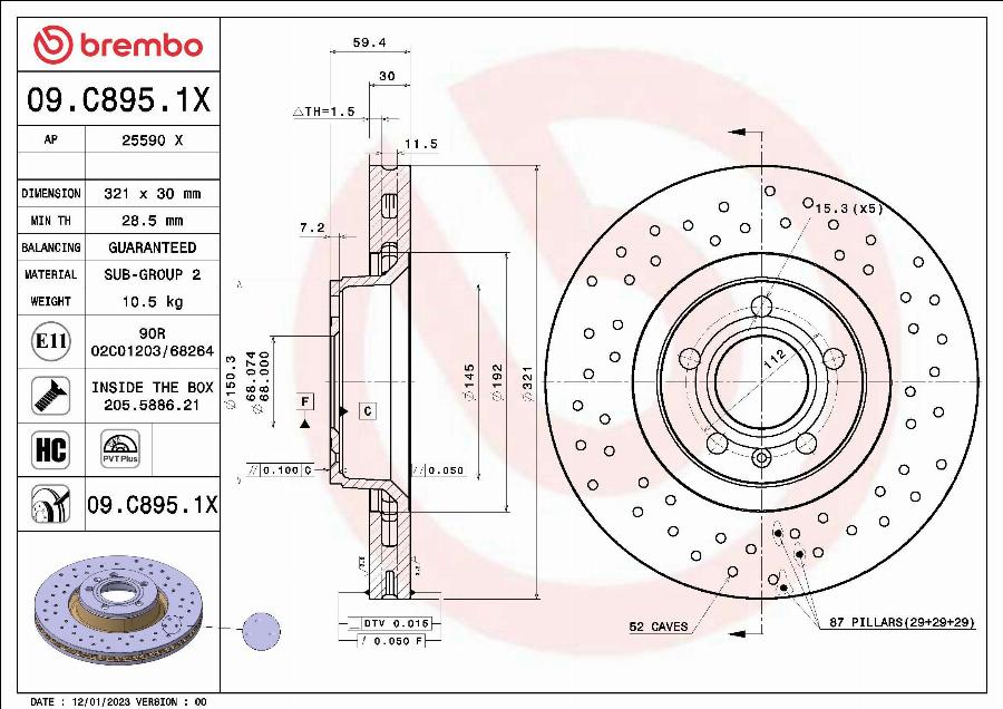 Brembo 09.C895.1X - Brake Disc www.parts5.com