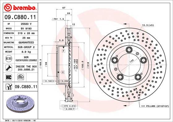 Brembo 09.C880.11 - Disc frana www.parts5.com