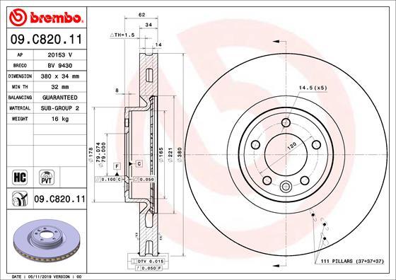 Brembo 09.C820.11 - Brake Disc www.parts5.com