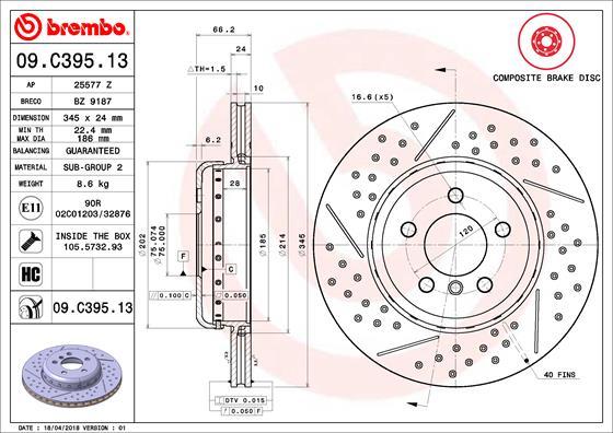 Brembo 09.C395.13 - Brake Disc parts5.com