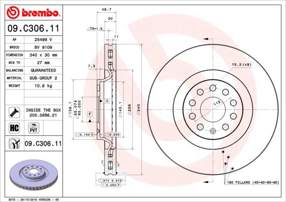 Brembo 09.C306.11 - Fren diski www.parts5.com