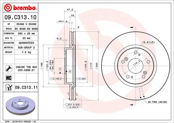 Brembo 09.C313.11 - Zavorni kolut www.parts5.com