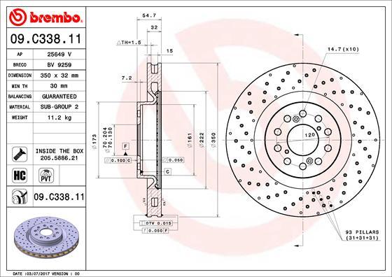 Brembo 09.C338.11 - Zavorni kolut www.parts5.com