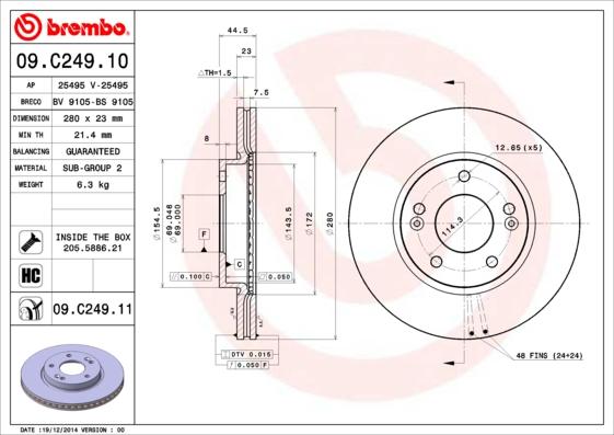 Brembo 09.C249.11 - Disco de freno www.parts5.com