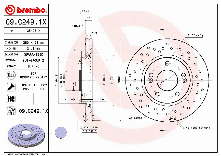 Brembo 09.C249.1X - Disco de freno www.parts5.com