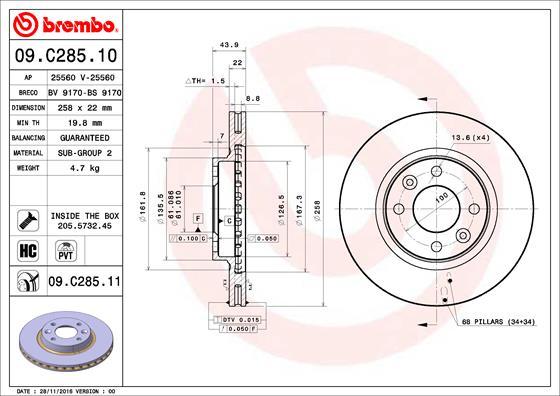 Brembo 09.C285.11 - Тормозной диск www.parts5.com