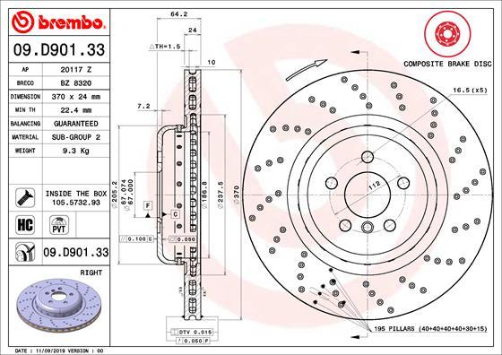 Brembo 09.D901.33 - Brake Disc www.parts5.com