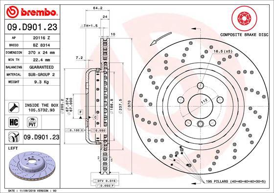 Brembo 09.D901.23 - Brake Disc www.parts5.com