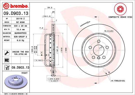 Brembo 09.D903.13 - Disc frana www.parts5.com