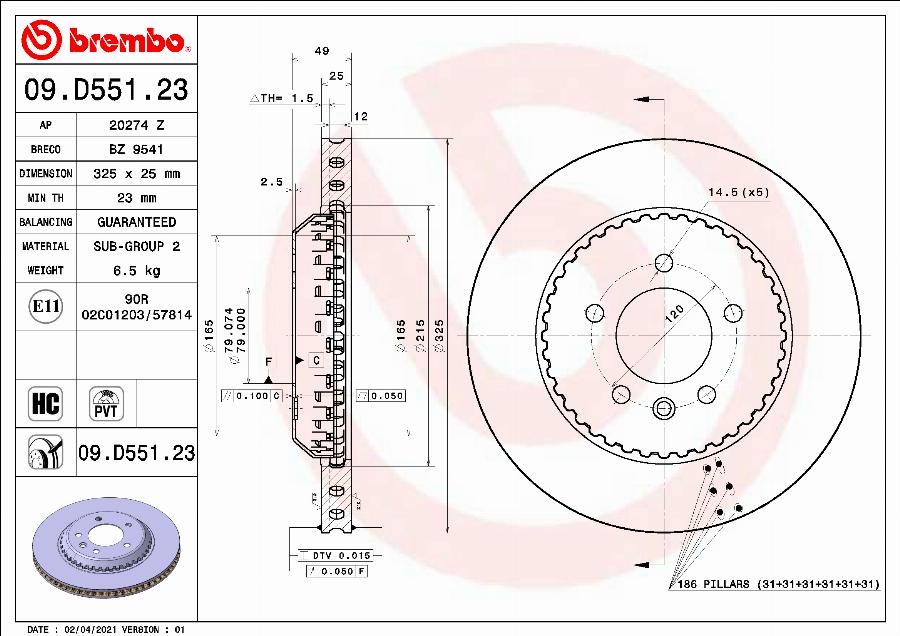 Brembo 09.D551.23 - Brake Disc www.parts5.com