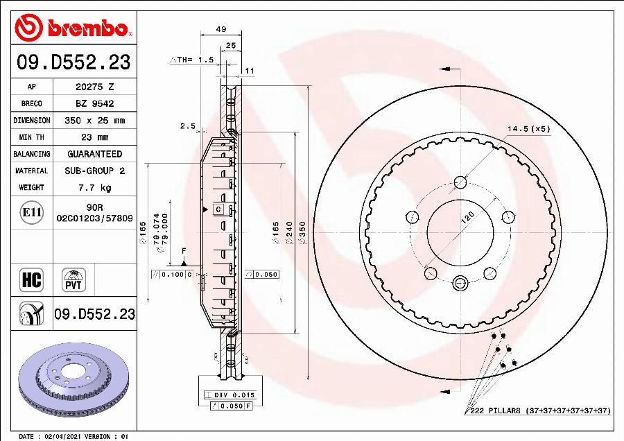 Brembo 09.D552.23 - Brake Disc www.parts5.com