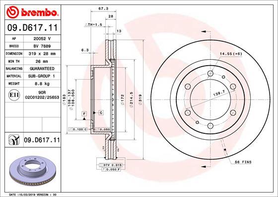 Brembo 09.D617.11 - Brzdový kotouč www.parts5.com