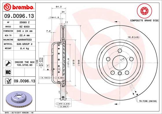 Brembo 09.D096.13 - Disco de freno www.parts5.com