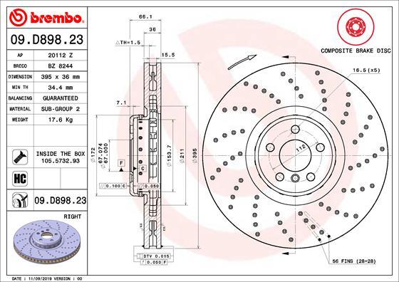 Brembo 09.D898.23 - Brake Disc www.parts5.com