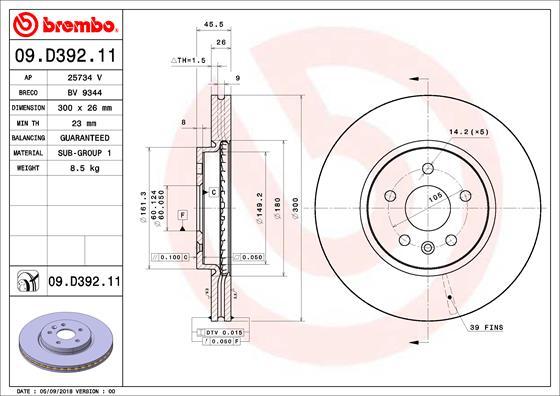 Brembo 09.D392.11 - Brake Disc www.parts5.com