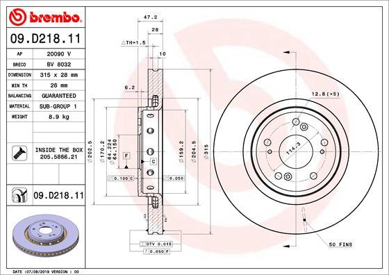 Brembo 09.D218.11 - Kočni disk www.parts5.com