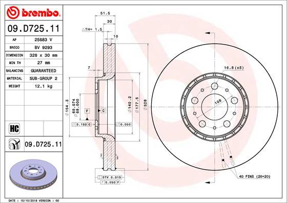 Brembo 09.D725.11 - Brake Disc www.parts5.com