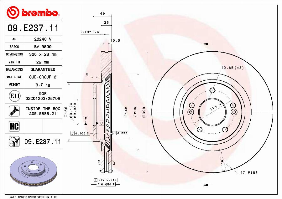 Brembo 09.E237.11 - Brake Disc www.parts5.com