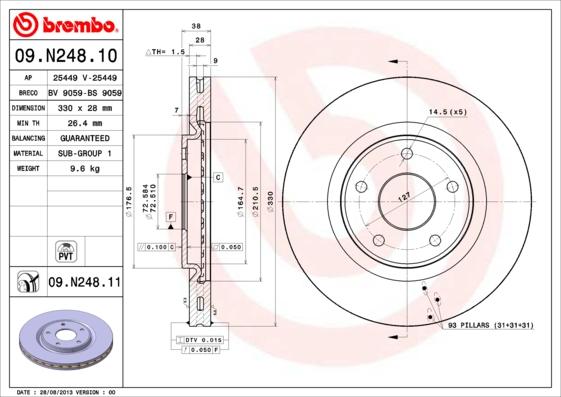 Brembo 09.N248.11 - Тормозной диск www.parts5.com