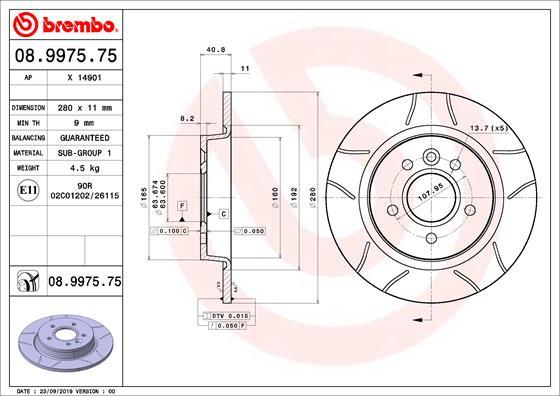 Brembo 08.9975.75 - Спирачен диск www.parts5.com