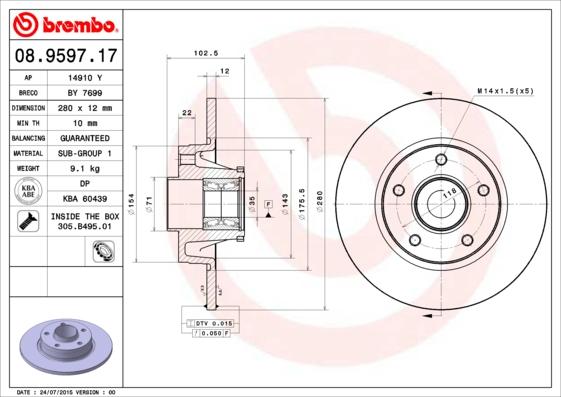 Brembo 08.9597.17 - Jarrulevy www.parts5.com