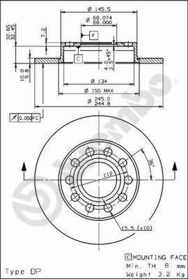 Brembo 08.9136.11 - Féktárcsa www.parts5.com