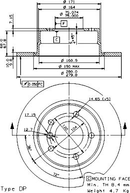 Brembo 08.9859.81 - Тормозной диск www.parts5.com