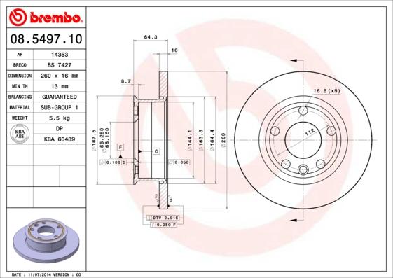 Brembo 08.5497.10 - Disc frana www.parts5.com