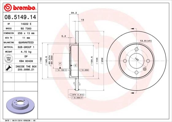 Brembo 08.5149.14 - Brake Disc www.parts5.com