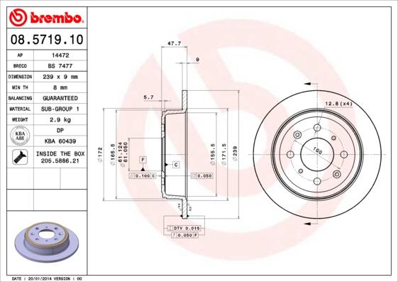 Brembo 08.5719.10 - Kočioni disk www.parts5.com