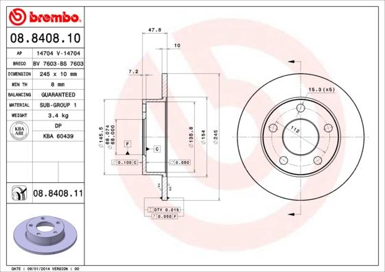 Brembo 08.8408.11 - Disc frana www.parts5.com