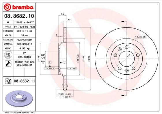 Brembo 08.8682.11 - Brake Disc www.parts5.com