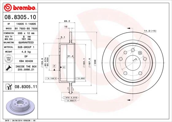 Brembo 08.8305.11 - Brake Disc www.parts5.com