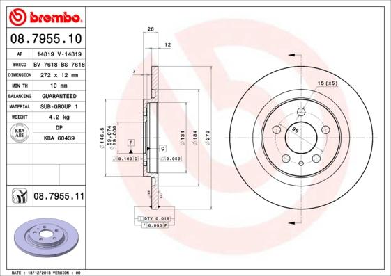 Brembo 08.7955.11 - Tarcza hamulcowa www.parts5.com