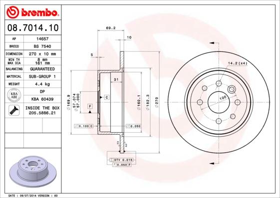 Brembo 08.7014.10 - Brake Disc www.parts5.com