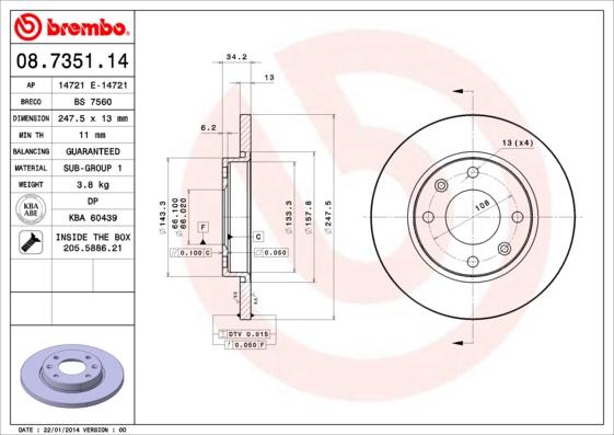 Brembo 08.7351.14 - Brake Disc www.parts5.com