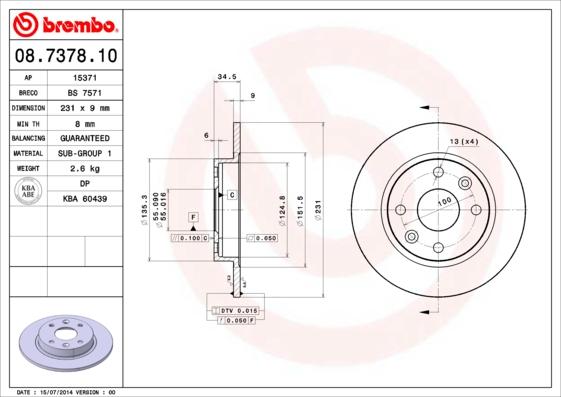 Brembo 08.7378.10 - Brake Disc www.parts5.com