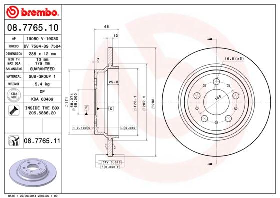 Brembo 08.7765.11 - Zavorni kolut www.parts5.com