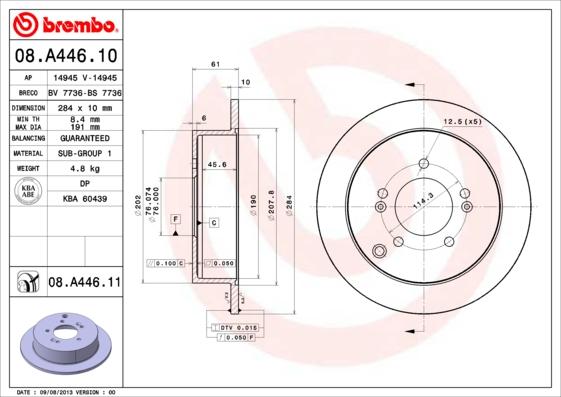 Brembo 08.A446.11 - Brake Disc www.parts5.com